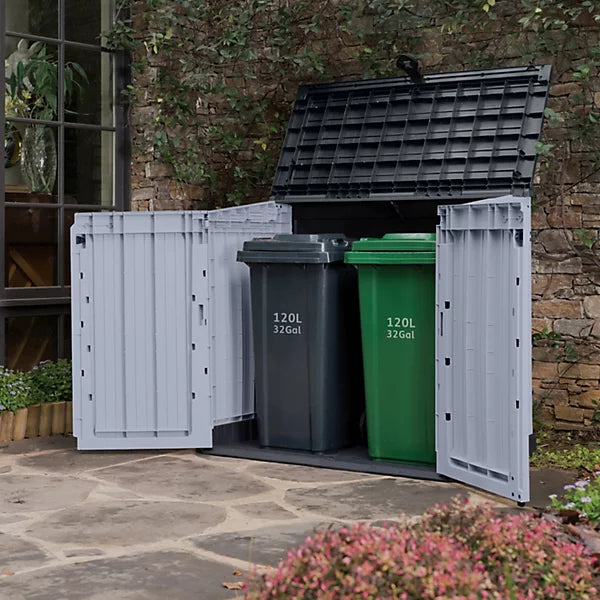 Keter Store-It-Out Midi 880L Grey Resin Outdoor Bin & Garden Storage Box – 132×71.5 cm