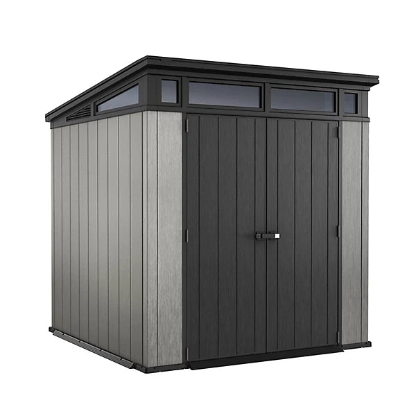 Keter Artisan 7x7 ft Grey Pent Roof Plastic Shed with Floor and Window
