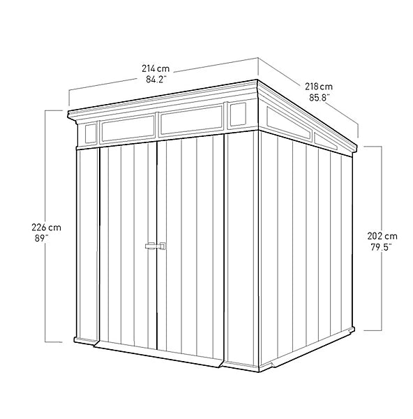 Keter Artisan 7x7 ft Grey Pent Roof Plastic Shed with Floor and Window