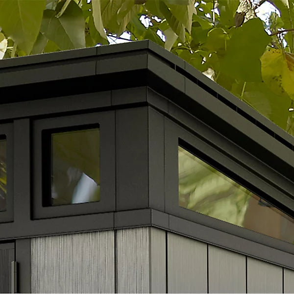 Keter Artisan 7x7 ft Grey Pent Roof Plastic Shed with Floor and Window