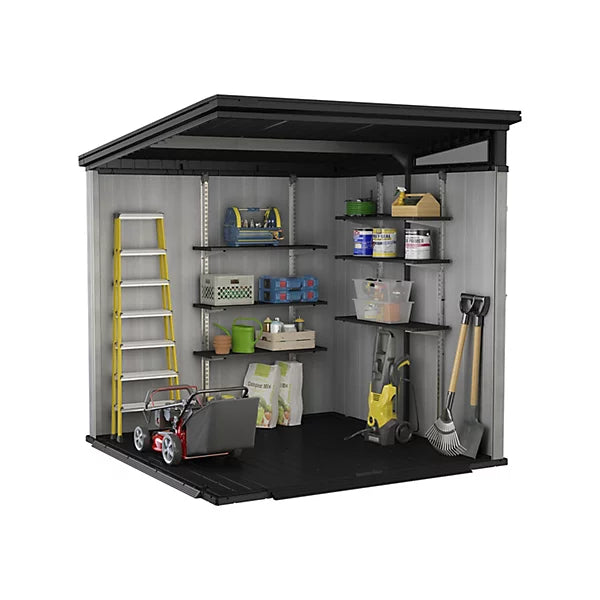 Keter Artisan 7x7 ft Grey Pent Roof Plastic Shed with Floor and Window