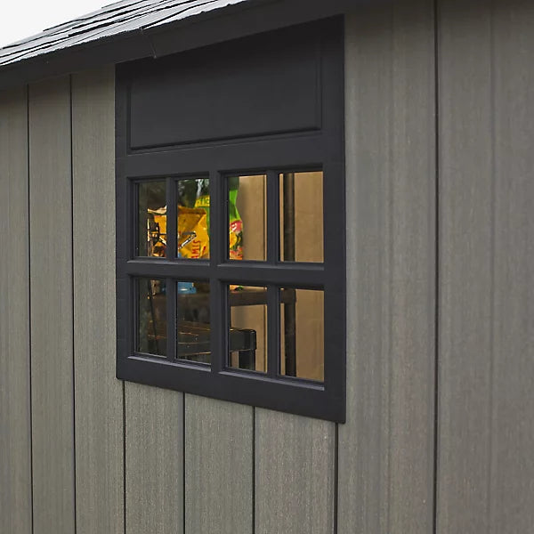 Keter Oakland 7.5x7 ft Apex Grey Resin Garden Shed with Double Doors and Floor