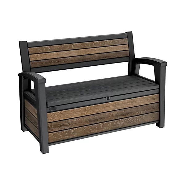 Keter Signature 227L Walnut Effect Resin Garden Storage Bench Box – 133×61 cm