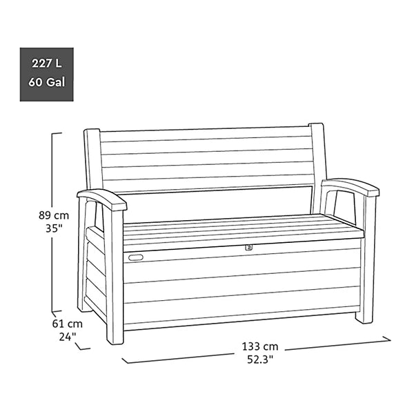 Keter Signature 227L Walnut Effect Resin Garden Storage Bench Box – 133×61 cm