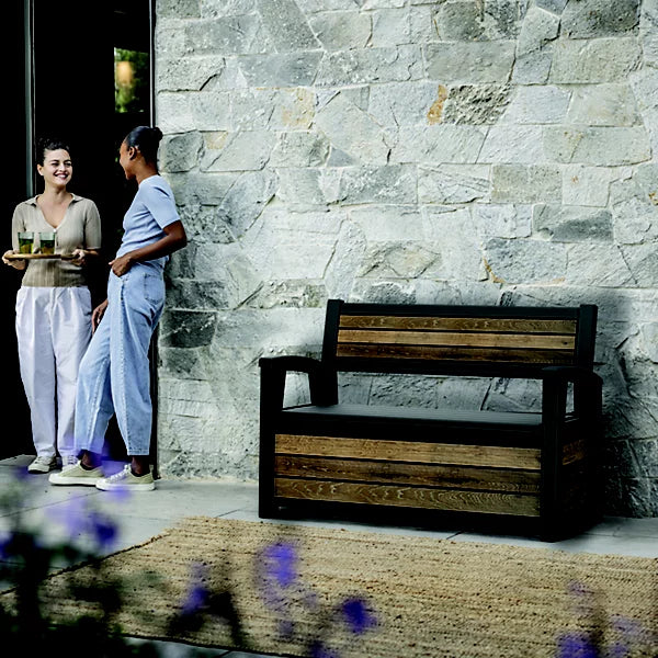 Keter Signature 227L Walnut Effect Resin Garden Storage Bench Box – 133×61 cm