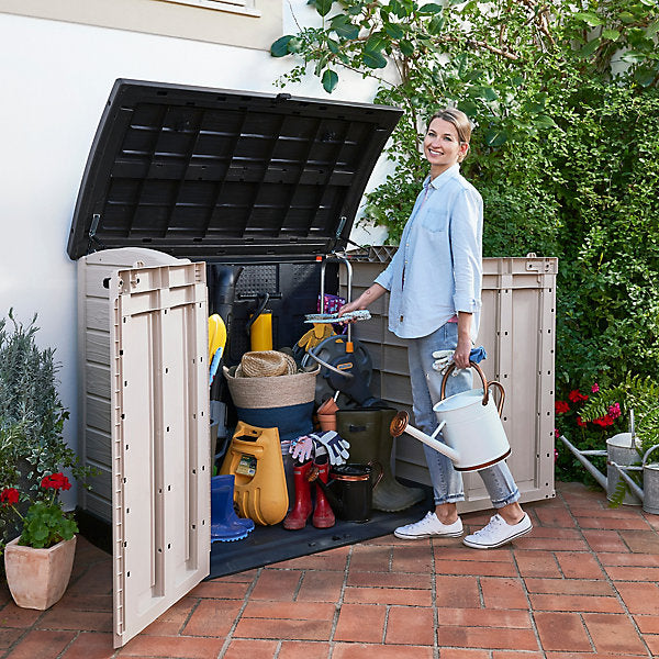 Keter Store-It-Out ARC 1200L Beige & Brown Outdoor Garden Storage Box with Double Doors