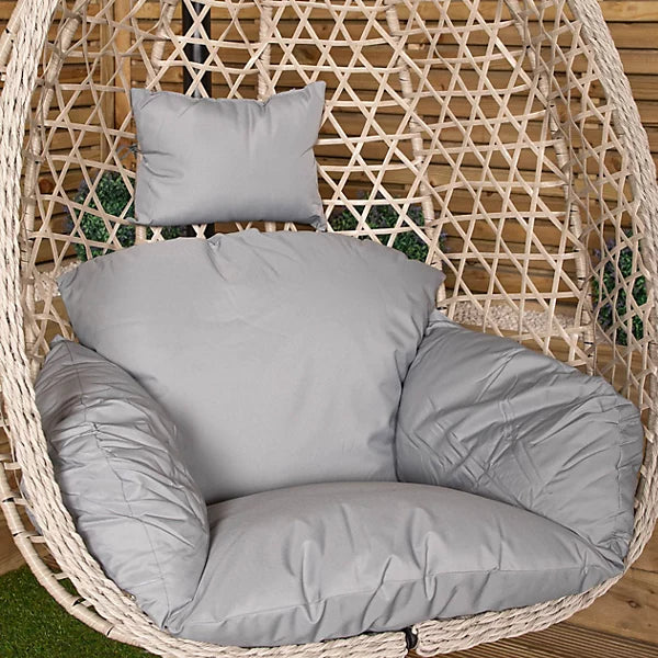 Samuel Alexander Foldable Hanging Rattan Egg Chair with Stand & Rain Cover – Cool Grey