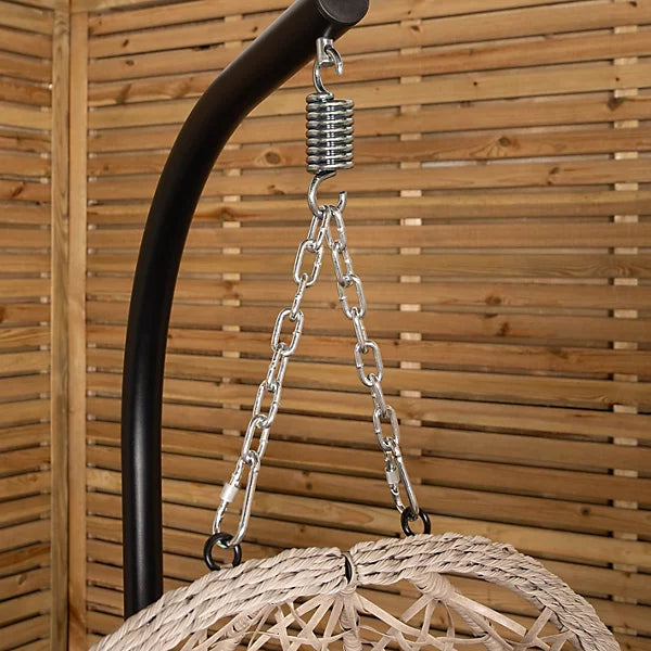 Samuel Alexander Foldable Hanging Rattan Egg Chair with Stand & Rain Cover – Cool Grey