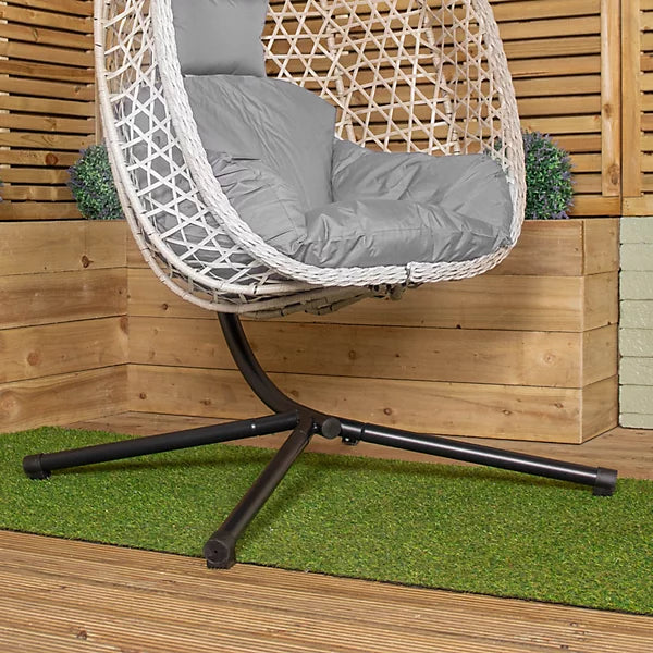 Samuel Alexander Foldable Hanging Rattan Egg Chair with Stand & Rain Cover – Cool Grey