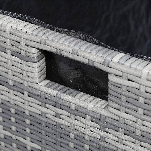 Teamson Home 700L Outdoor Garden Storage Box – Grey PE Rattan with Soft-Close Lid