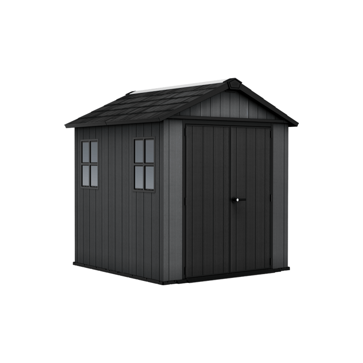 Keter 7′ x 7.5′ Newton Plus Side Entry Plastic Shed – Dark Grey