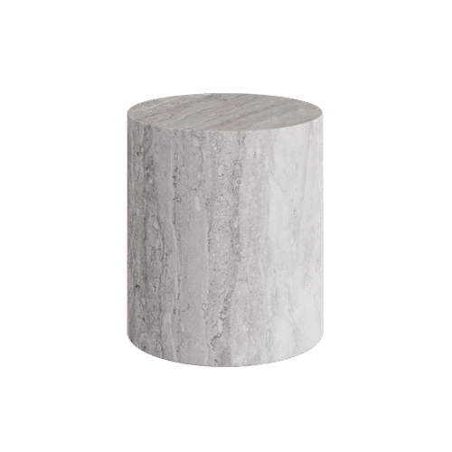 Porto Travertine Side Table, Grey - Image 2