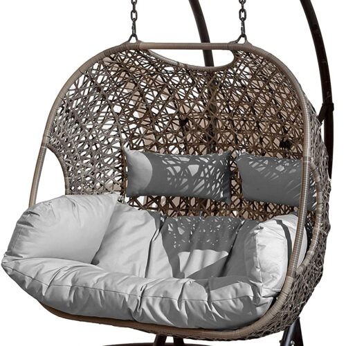 Double Hanging Cocoon Egg Chair - Grey Cushions