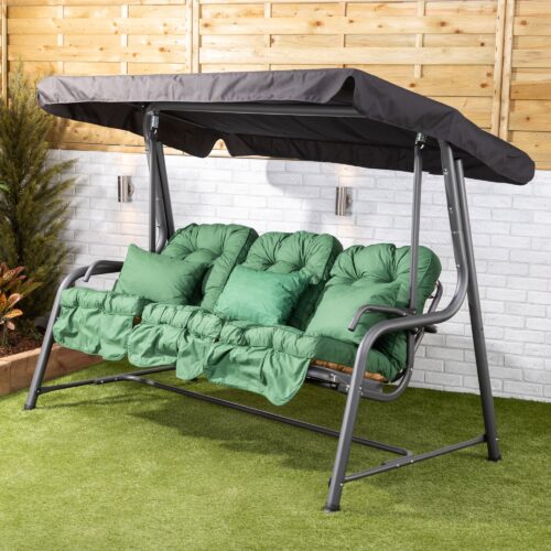 Alfresia Turin 3 Seater Reclining Garden Swing Seat | Classic Cushions - Image 4
