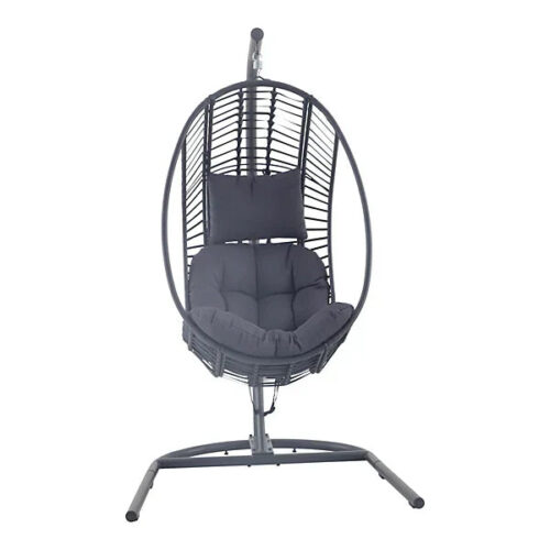 Maeria Dark grey Metal Hanging egg chair - Image 3
