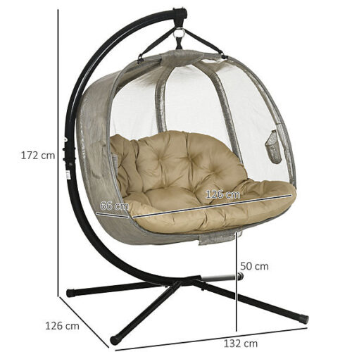 Double Hanging Egg Chair 2 Seaters Swing Hammock - Image 4